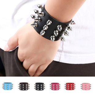 Direct Supply from Manufacturer: Cross-Border Punk-Style Exaggerated Spiked Studded Bracelet, Gothic Leather Bracelet, Exclusive for Cross-Border Sales