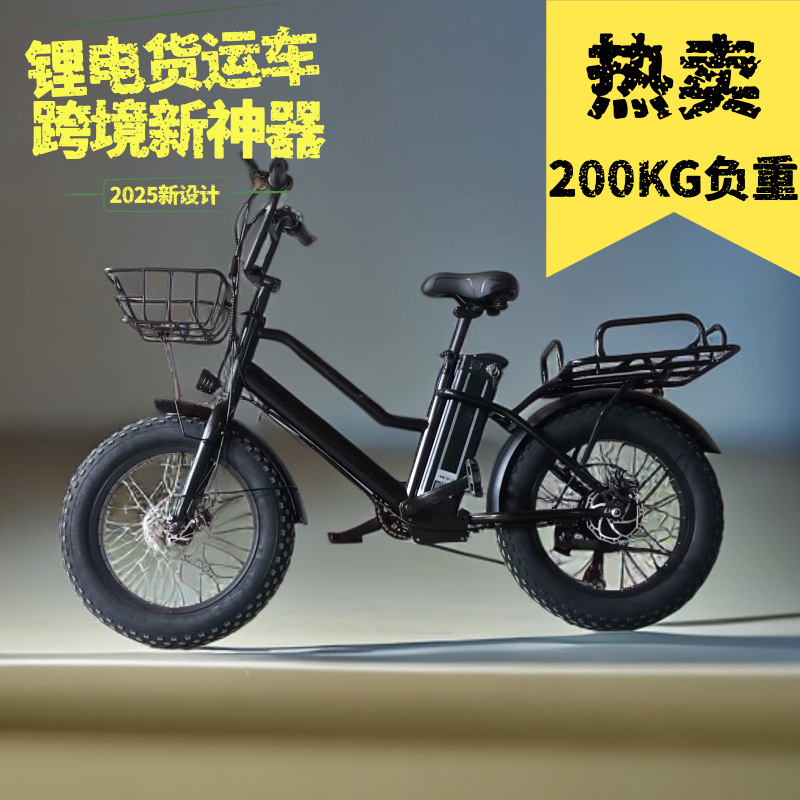 Cross-Border Factory Direct Sales 20inch Wide Tire Electric Lithium Battery Cargo Bike Express Electric Bicycle