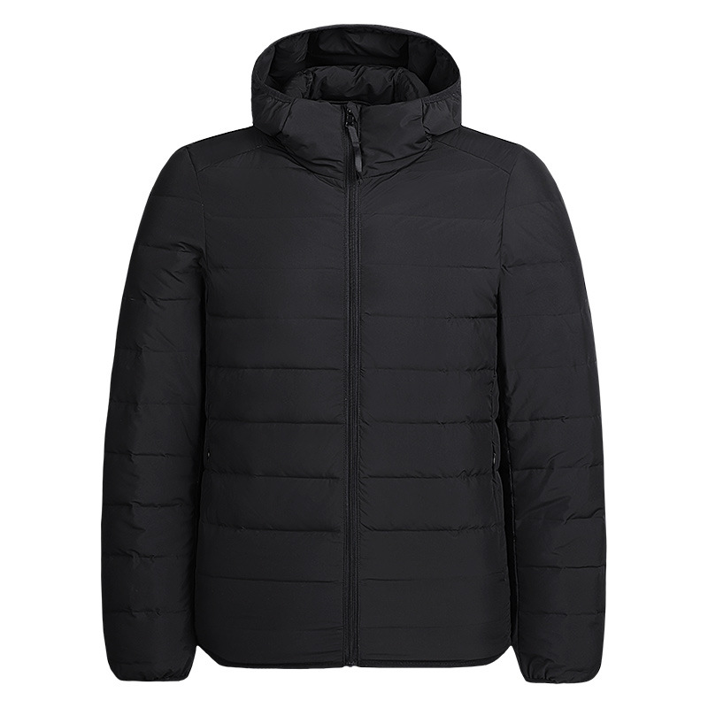Vêtements pour hommes d'âge moyen, épais, couleur unie, fermeture éclair, col amovible, noir, hiver, blanc, canard, soie, coton, veste décontractée en soie et coton_voghion.com