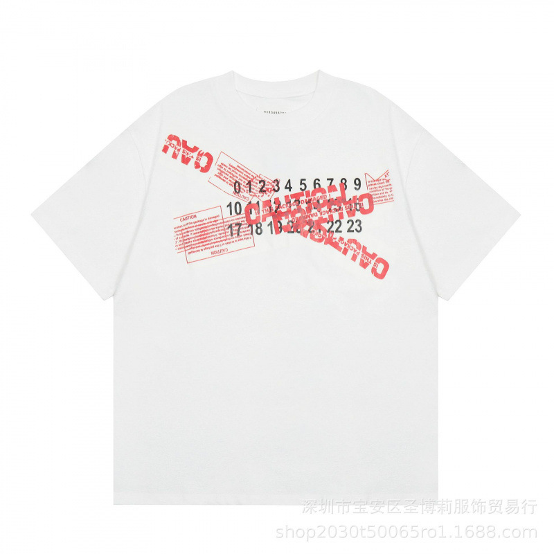 クロスボーダー メゾン マルジェラ マルジェラ デジタル プリント MM6 ピュアコットン 高品質 メンズ Tシャツ レディース 半袖 トレンド|undefined