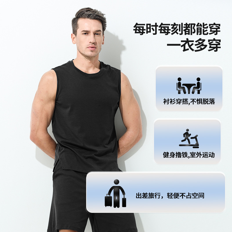 [Algodón suave de agua] Nuevo chaleco con fondo de algodón para hombre de primavera y verano, chaleco con vallas, puede salir a hacer ejercicio, camiseta sin mangas