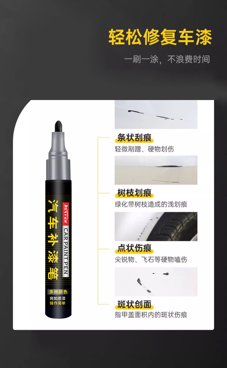 Special Scratch Paint Pen for Car Restoring Black Car White Paint Scratch Remediation Artifact