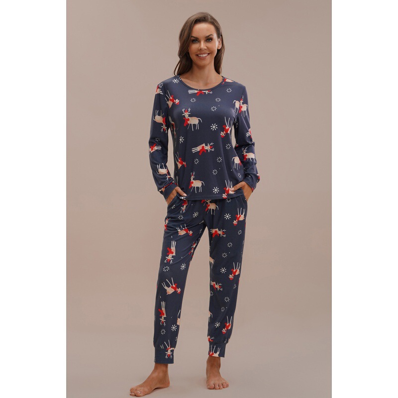 303342 Amazon Cross-Border Women's Clothing New Style Women's Home Wear Christmas Elk Floral Print Pajama Set