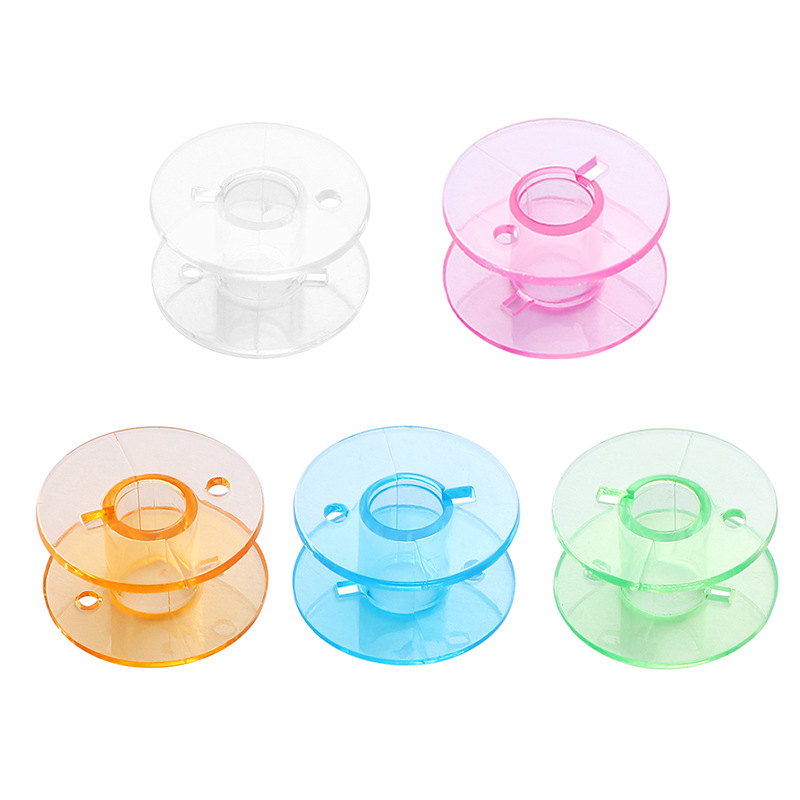 Fábrica al por mayor de color transparente de la bobina de plástico de color de caramelo carrete de hilo bobina hogar multifuncional máquina de coser bobina
