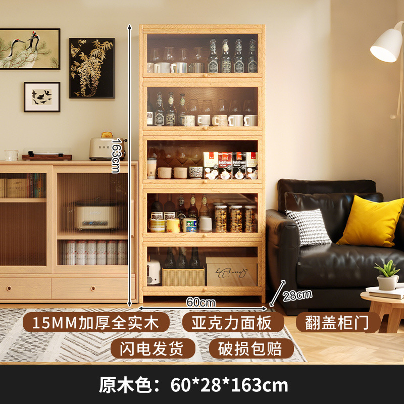 Portavasos de madera de estilo medio, mesa de comedor, estante de almacenamiento de tazas, taza de café, taza de agua, taza de té, armario de almacenamiento a prueba de polvo