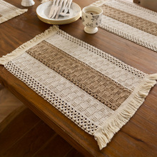 X 13830 Linen tassel woven table flag mat �������ձ�֯������