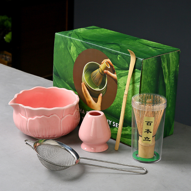 陶瓷渐变抹茶碗套装日式抹茶点茶工具茶筅刷子宋代抹茶粉搅拌器|undefined