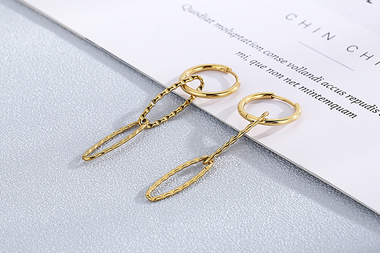 Fashion Geometric Plating Titanium Steel 18K Gold Plated Earrings display picture 3