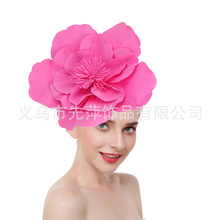 跨境帽子花朵发饰头花礼帽拍照走秀写真摄影发饰赛马节夸张头饰女