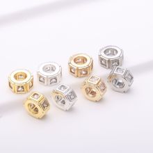 镶爱心锆石钻圈方钻钻圈14K保色手工diy手链项链饰品串珠隔珠配件