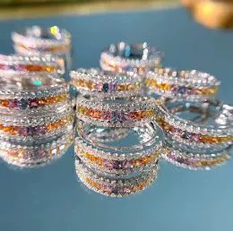 Модное кольцо из радужного сапфира с камнем, Amazon, стиль легкой роскоши, 18 карат, градиент