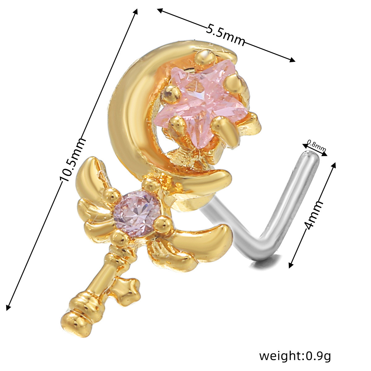 Lady Geometric Brass Plating Zircon Nose studs 1 Piece