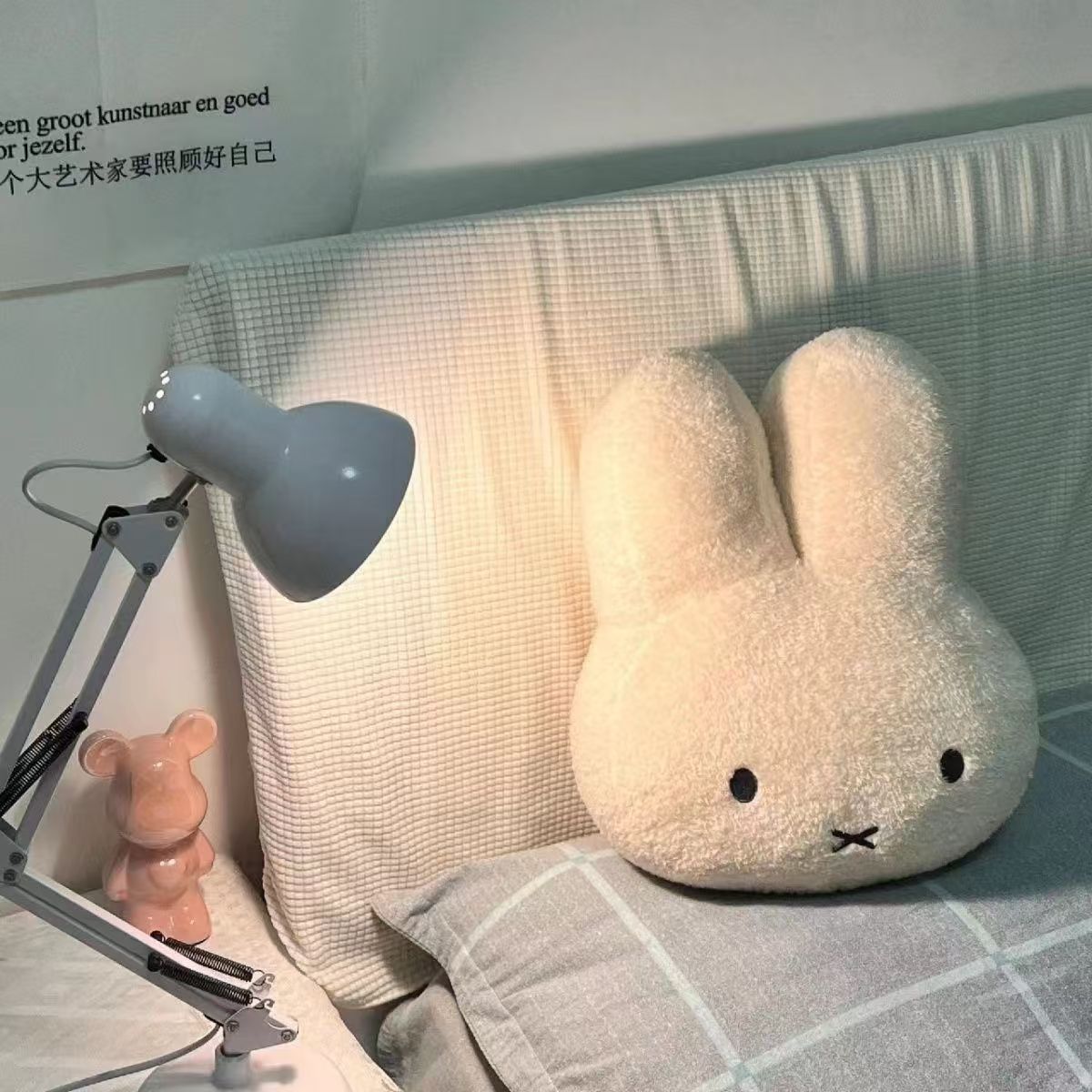 New cross-border trendy big-headed rabbit plush toy, cute bunny head pillow and cushion, gift for girls