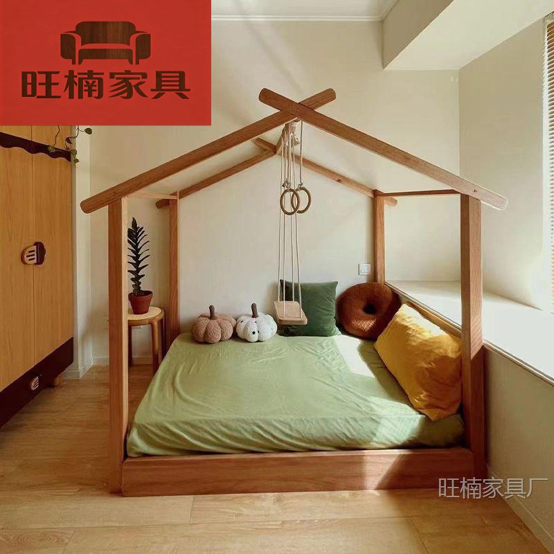Tree house African red sandalwood popsicle bed, extendable children's bed, boys' solid wood tree house bed, princess style pull-out bed