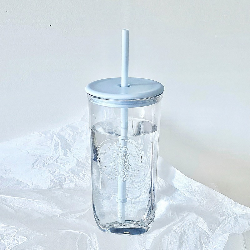 小清新高颜值耐高温水杯可爱简约玻璃杯蓝色冰川三角水杯无|undefined