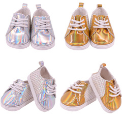 New 2023 18-inch American girl doll accessories laser shoes 43cm Summer Fairs doll leather shoes, factory direct sale