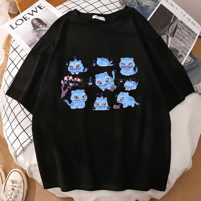狩魔女グループ周辺プリントラウンドネック半袖外国貿易夏カジュアルスポーツトップスルーズTシャツヨーロッパとアメリカのトレンド|undefined