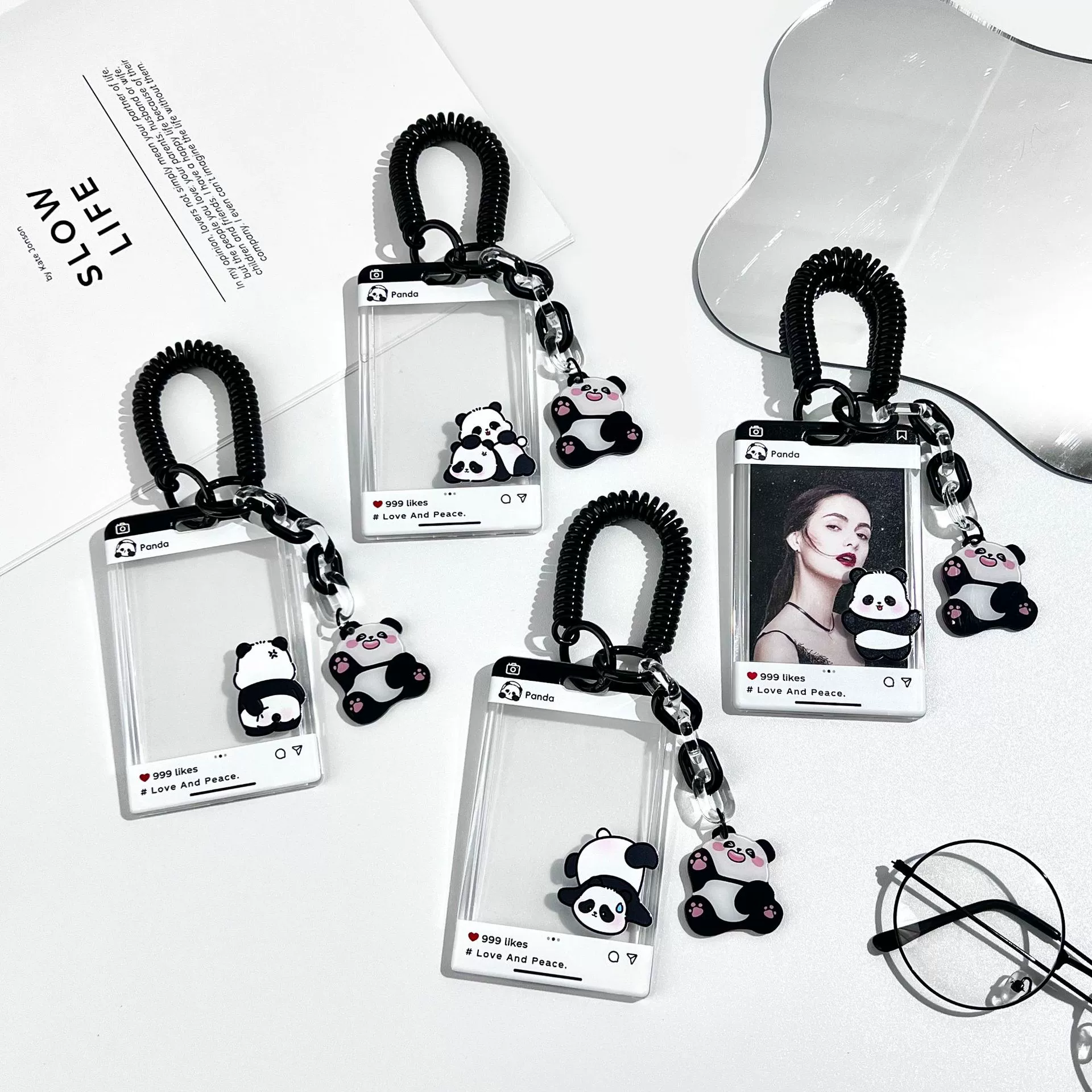 Креативный набор диалоговых карт Panda Прозрачный слайдер значок студента школьный карточка сумка для защиты от потери подвески