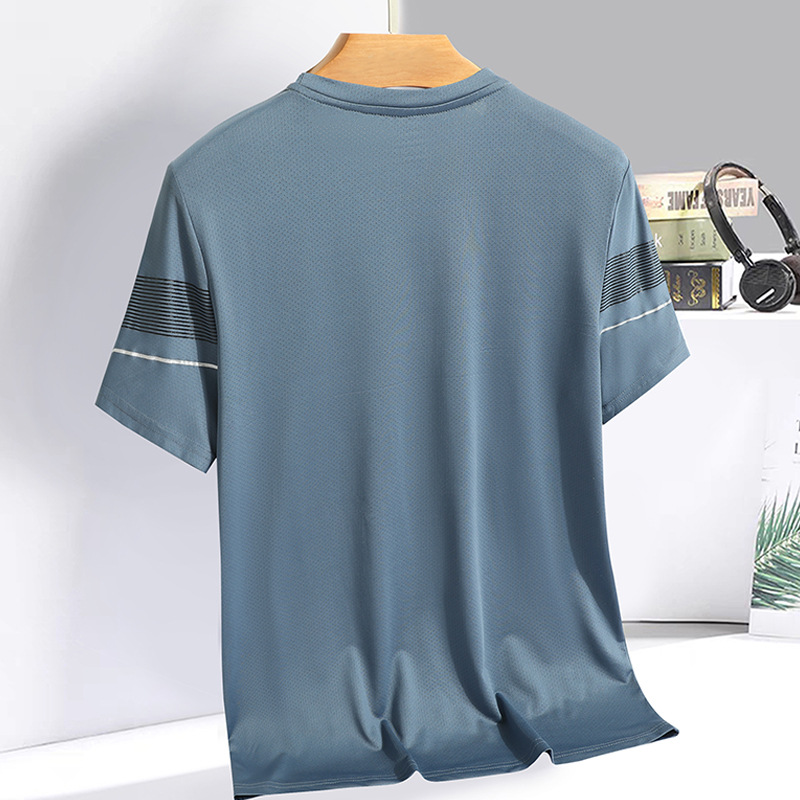 Camiseta de manga corta de seda de hielo de verano para hombres deportes de hielo delgado superior de secado rápido para hombres aire acondicionado transpirable al aire libre Camiseta de manga corta