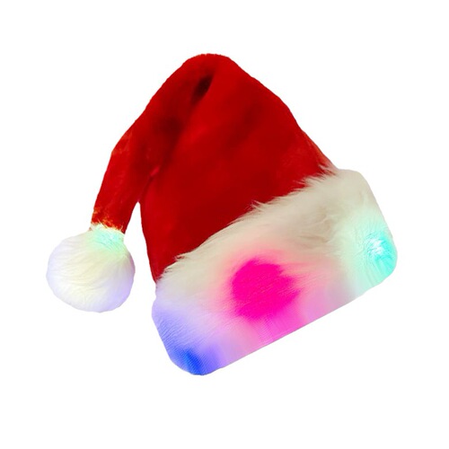 LED light-up high-quality plush children and adult Christmas hat with full headband lights, Christmas decoration supplies