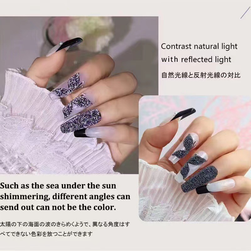 Nuevo color en línea manicure láser reflectante caviar color fantasma explosión bola brillante accesorios perlas de decoración de uñas joyas taladro