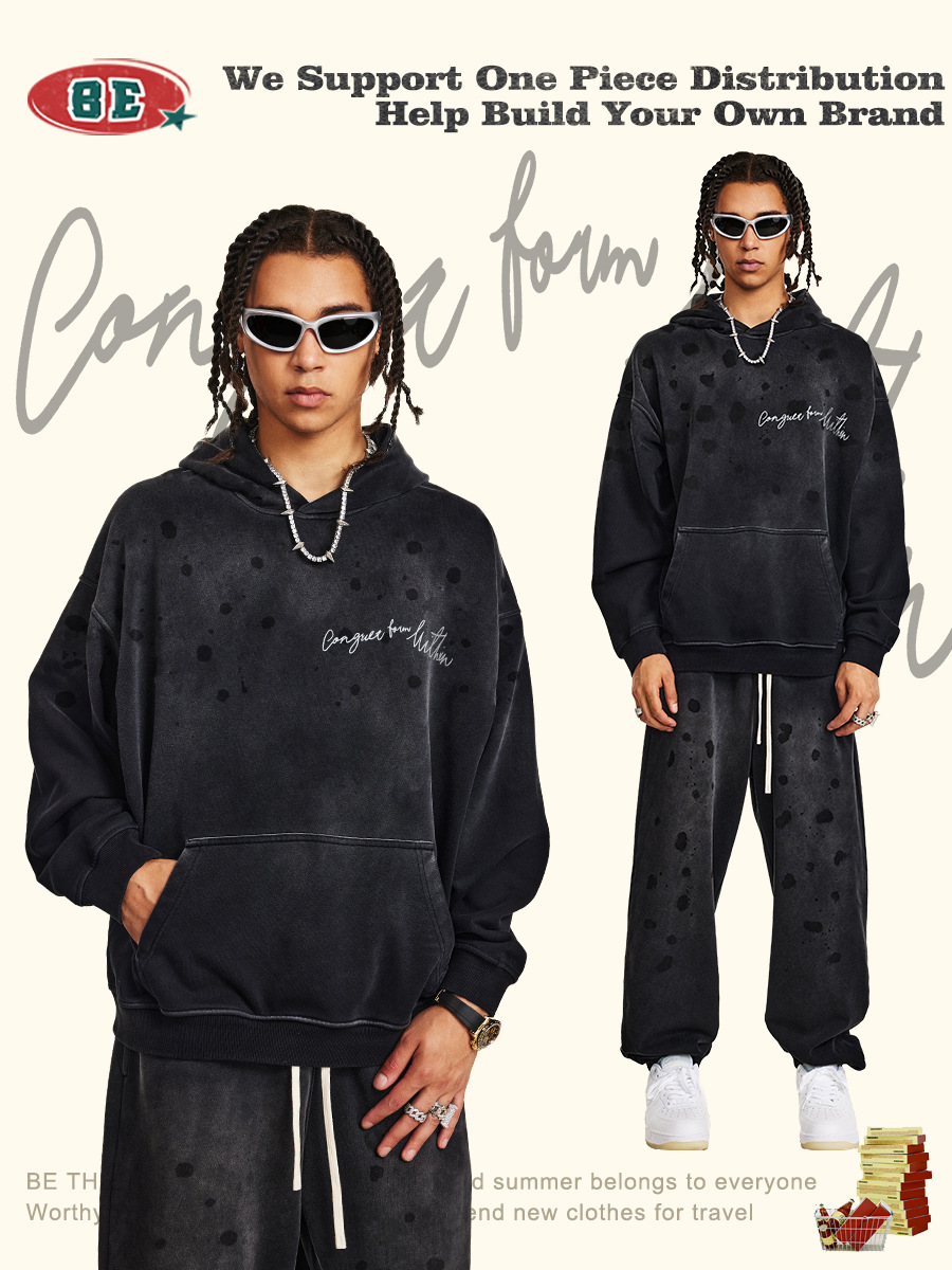 BE ropa de hombre de otoño 2025 High Street Retro RRR123 marca de moda deportiva chaqueta de chaqueta con capuzas viejas de moda para hombres image 4