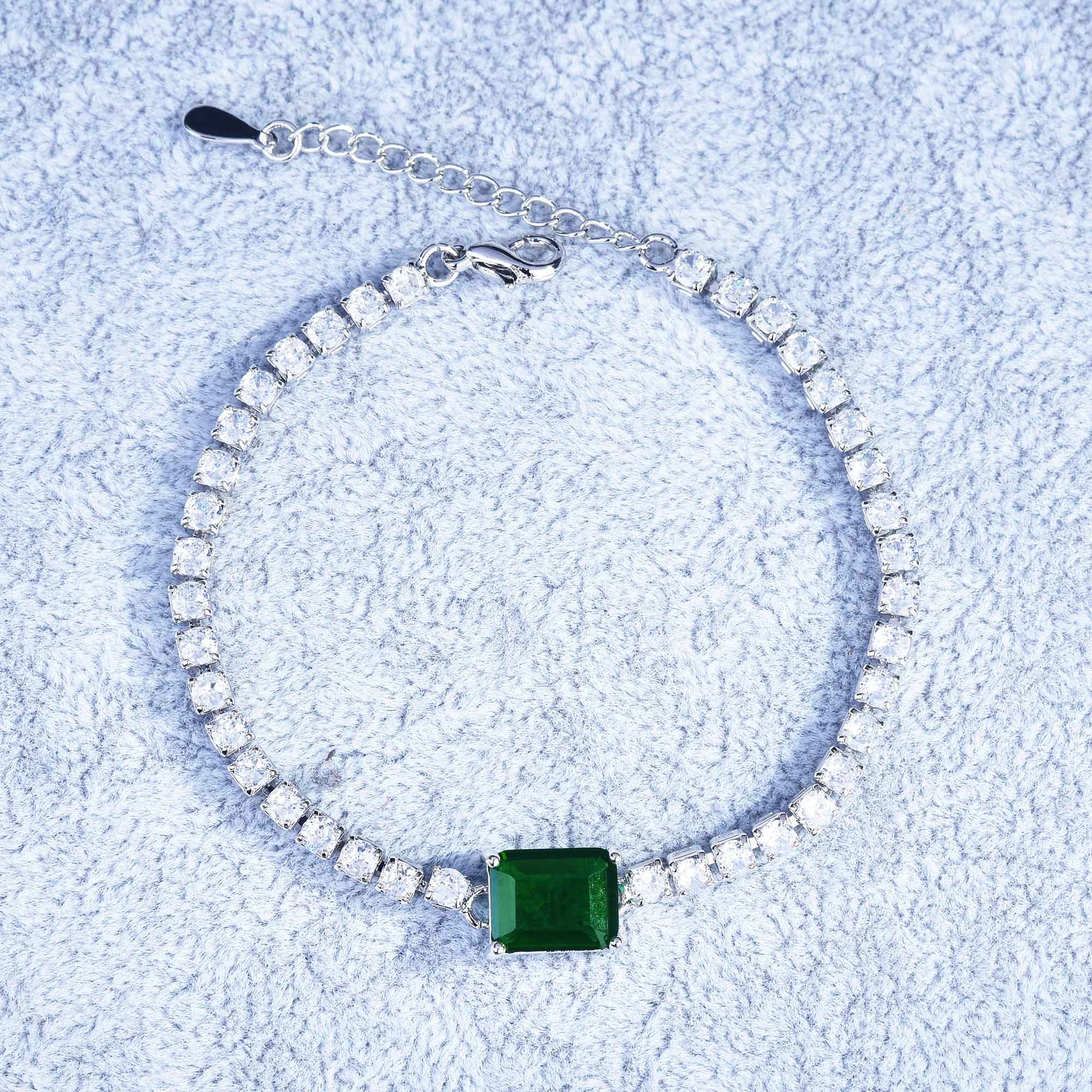 Neu Luxus Quadratischer Diamant Mikro-verkrusteter Smaragd-schnitt Armband Ohrringe Anhänger display picture 3