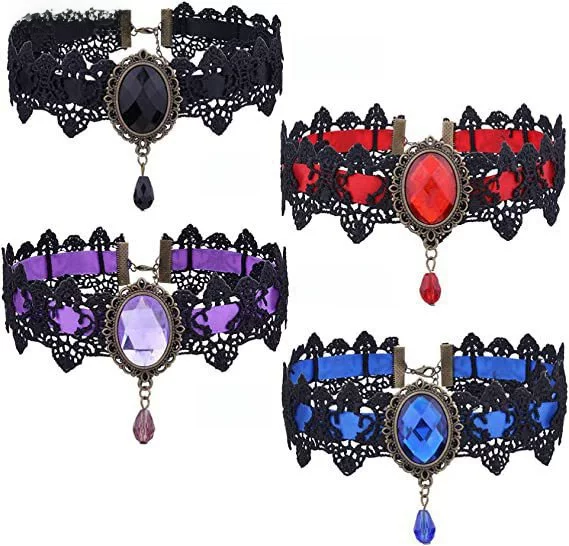 Handmade Wedding Lace Accessories, Clavicle Chain, Foreign Trade Supply, European and American Best-Selling Gemstone Colorful Lace Necklace