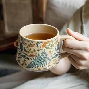 Flower season limited beautiful handmade mug antique ceramic coffee cup girlfriends gift women cross-border export
