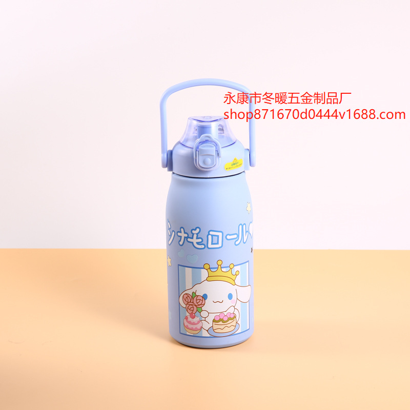 Cruzar la frontera caliente de gran capacidad olla grande de acero inoxidable taza de aislamiento elástico tapa olla portátil con paja taza de agua al aire libre