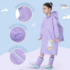 Wholesale EVA children's raincoat, boy, girl, baby, kindergarten primary school student with school bag, full body rain poncho