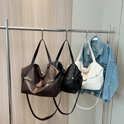 2024 New Model Women's Foreign Trade Large Capacity Fashion Versatile Shoulder and Crossbody Bag Trendy Solid Color Women's Handbag