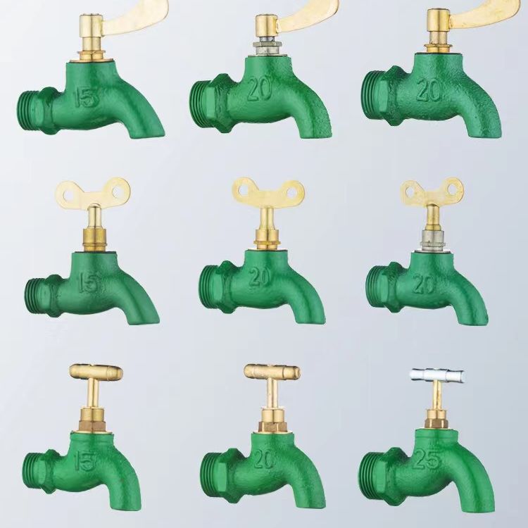 Outdoor 4 points green old-fashioned iron fast open faucet cast iron faucet iron key faucet bathroom wholesale