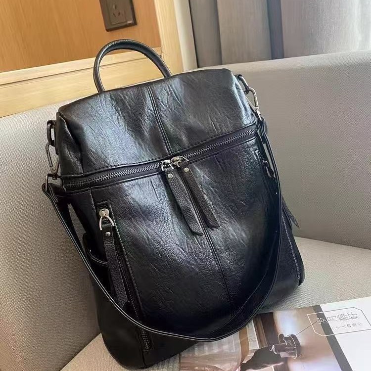 Bolso mujer 2025 nueva mochila con costuras de cuero suave de gran capacidad bolso de viaje de estilo coreano salvaje mochila estilo universitario marea