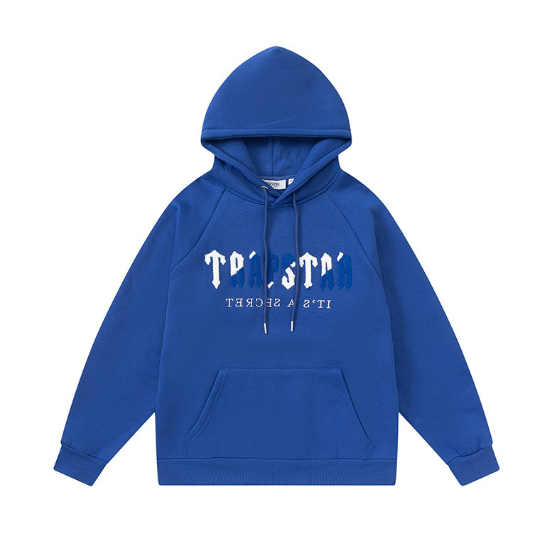 Trapstarタオル刺繍とベルベットの帽子付きガードルのジッパー付きズボンのカジュアルセット|undefined