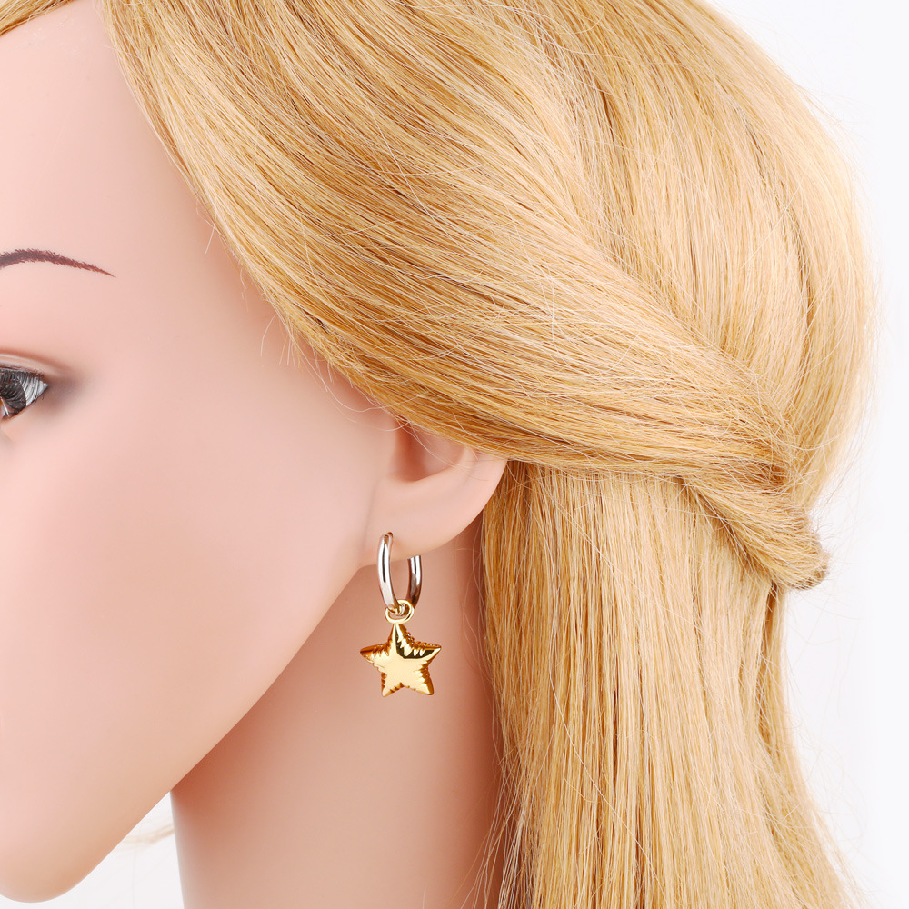 Star, Heart Shape Pattern Women's Gender 1 Pair Casual Simple Style Star Heart Shape Hollow Out Copper 18K Gold Plated Drop Earrings