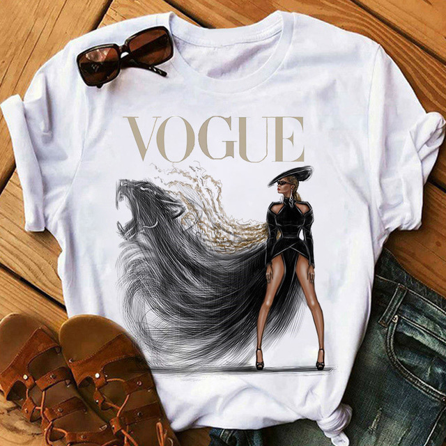 Women Harajuku Aesthetic T-shirt Fashion Print Short Sleeve Top Women 90's Clothes Fashion Princess T-shirt