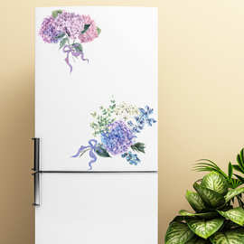 紫色绣球花 橱柜冰箱马桶贴家居装饰可移除贴画墙贴卫生间