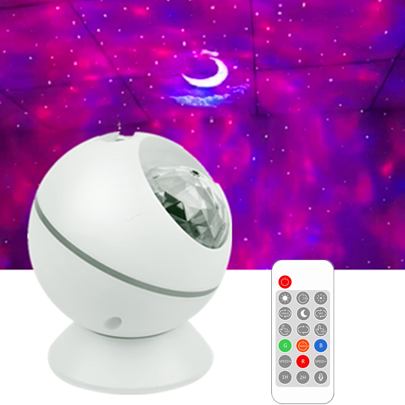 Proyector LED de cielo estrellado para coche y hogar, luz ambiental oceánica con control por voz y USB