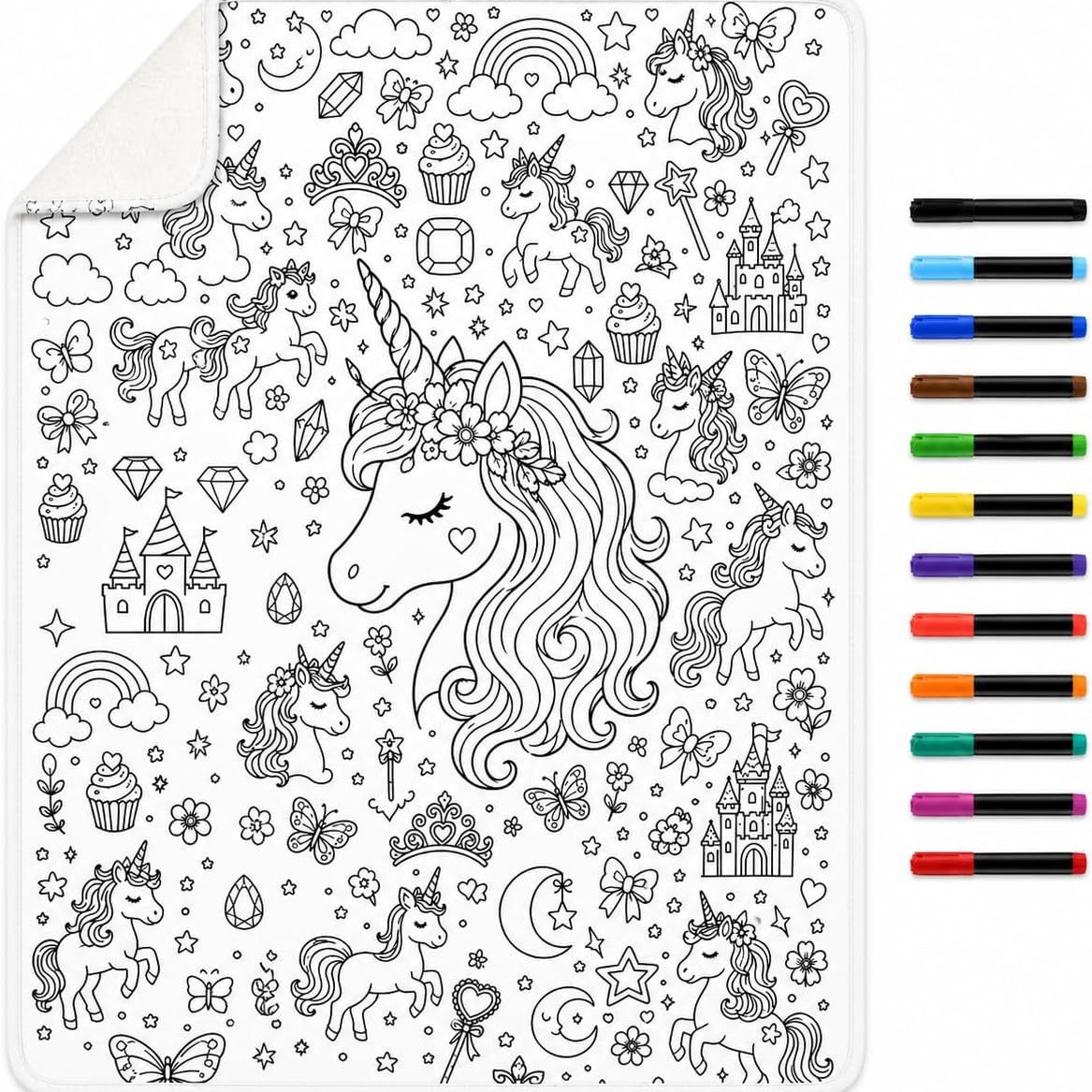 Cross-Border Hit Product DIY Unicorn Coloring Blanket, Suitable for Adults and Children, 40 X 60inch | Graffiti