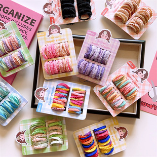 Children's colorful thumb noodle hair ring does not hurt the hair square card rubber band new small ring does not hurt the hair rope