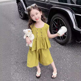 女童夏装套装2024新款夏季连衣裙儿童装女宝宝洋气两件套裙子时髦