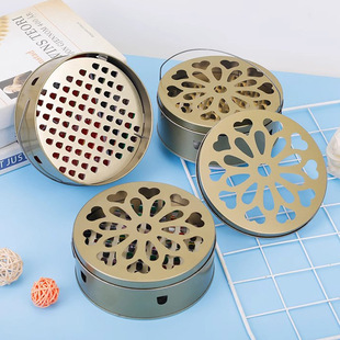 Mosquito-Repellent Incense Tray Household Ash Tray Holder with Cover Fire-Proof and Anti-Scalding Creative Incense Burner Outdoor Stainless Steel Mosquito-Repellent Incense Box