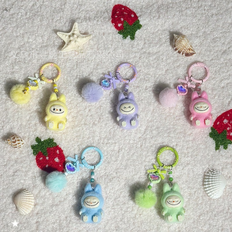 植毛ラブブ人形3歳キーホルダーペンダントクロスボーダーかわいい人形DIYアクセサリー携帯電話アクセサリーペンダント|undefined