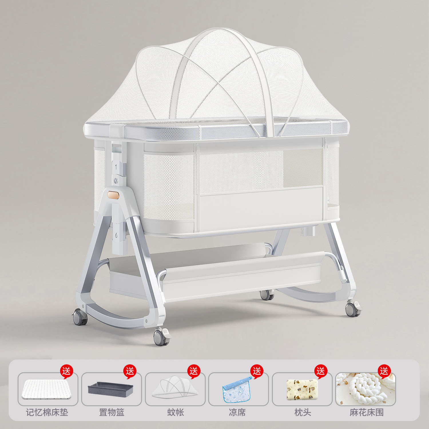 Cama de aleación de aluminio móvil portátil cuna cama plegable multifuncional bb cama recién nacida cama de empalme