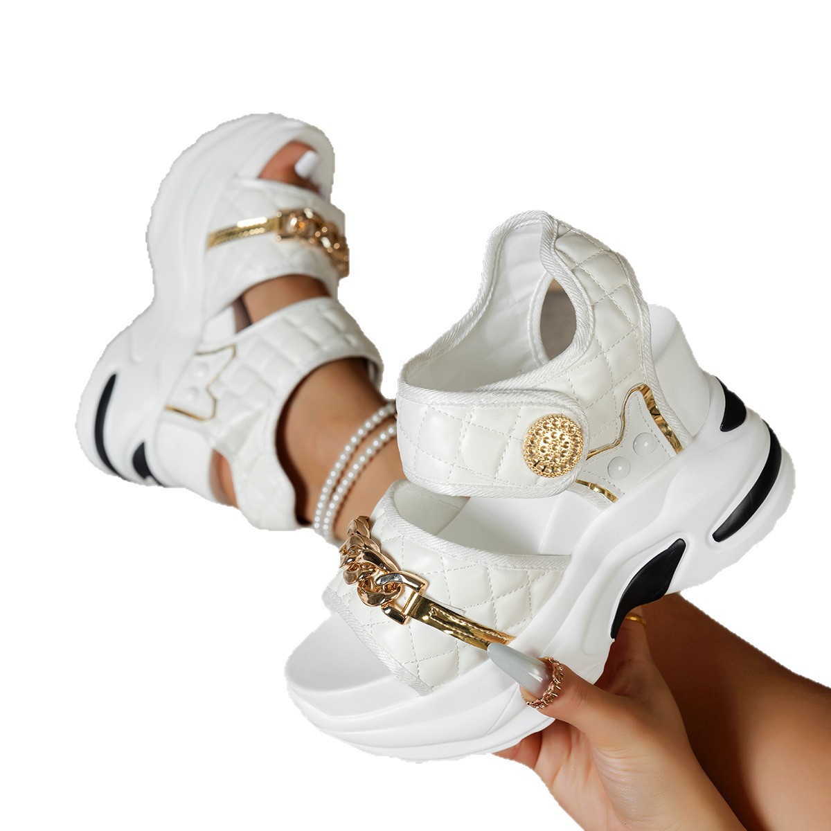 Women's Platform Sandals With Adjustable Straps | Wide Width Comfort Fishmouth Design Casual Summer Sandals_voghion.com