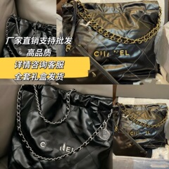 新款22bag真皮菱格链条女包牛皮大容量子母购物袋垃圾袋带LOGO