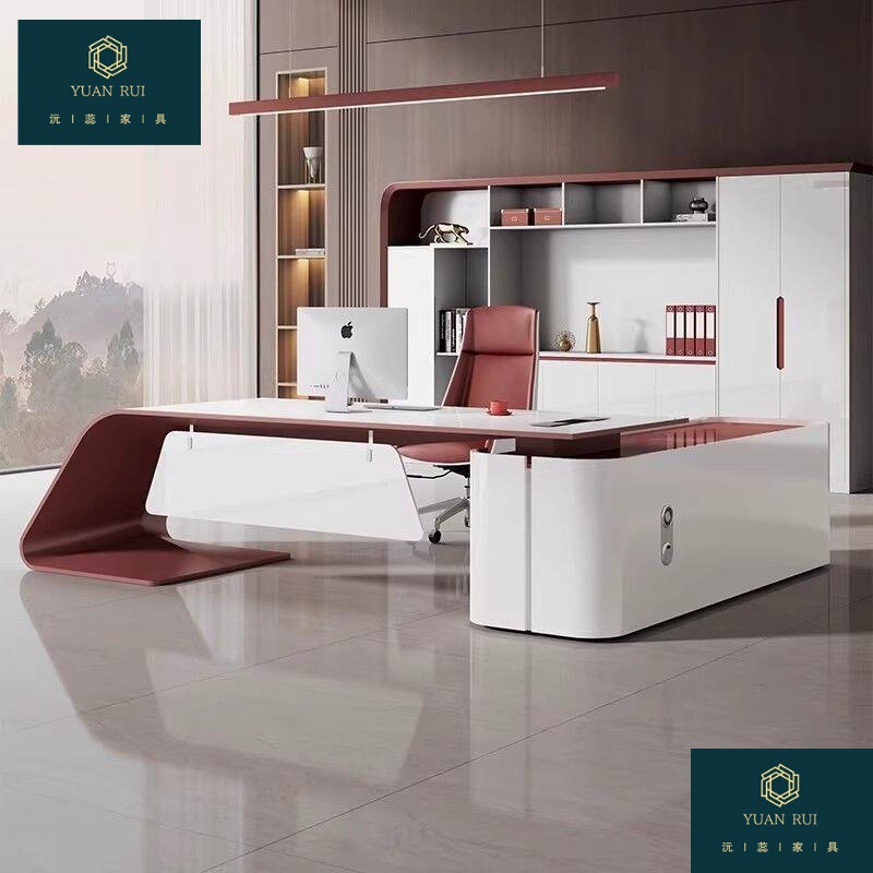 Simple Modern Office and Home-Use Lacquered Desk, Manager's Desk, Executive Single Desk, Boss Desk and Chair Set