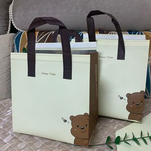Takeaway Aluminum Foil Insulation Bag BBQ Bagging Bag Cake Fresh-keeping Non-woven Tote Bag Printable Logo Bear