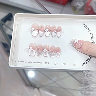 奈姿 纯手工光疗穿戴甲迎春花猫眼款重复使用美甲贴片